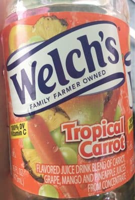 Tropical Carrot Flavored Juice Drink Blend of Carrot, Grape, Mango and Pineapple Juices from Concentrate