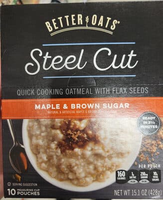 Maple & Brown Sugar Steel Cut Instant Oatmeal with Flax Seeds