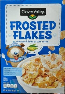 Frosted flakes sweetened flakes of corn cereal