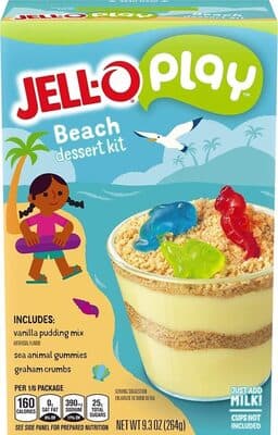Vanilla Pudding Mix, Sea Animal Gummies, Graham Crumbs Beach Dessert Kit