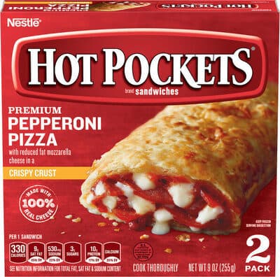 Premium Pepperoni Pizza with Reduced Fat Mozzarella Cheese in a Crispy Crust Sandwiches