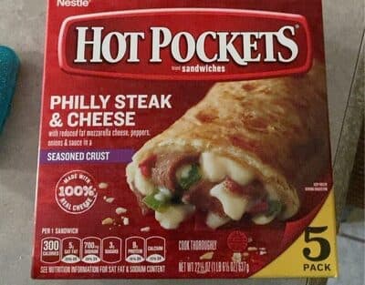 Philly Steak & Cheese with Reduced Fat Mozzarella Cheese, Peppers, Onions & Sauce in a Seasoned Crust Sandwiches