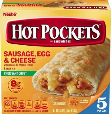 Sausage, Egg & Cheese with Reduced Fat Cheddar Cheese & Sauce in a Croissant Crust Sandwiches