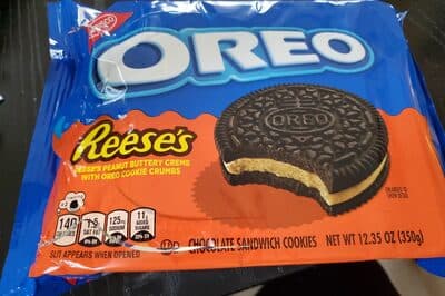 Reese's Peanut Buttery Creme with Oreo Cookie Crumbs Chocolate Sandwich Cookies