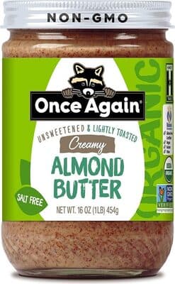 Creamy Unsweetened & Lightly Toasted Salt Free Almond Butter