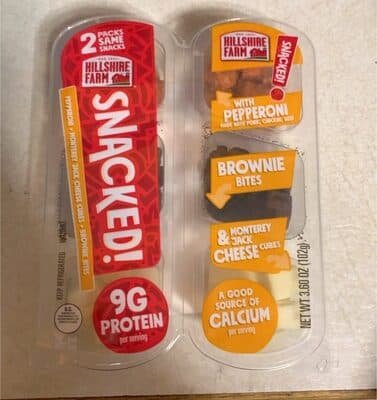 Hillshire Farm Snacked! Pepperoni, Monterey Jack Cheese Cubes, Brownie Bites Snacks