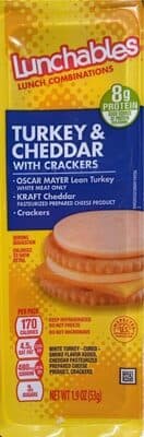 WHITE TURKEY - CURED - SMOKE FLAVOR ADDED, CHEDDAR PASTEURIZED PREPARED CHEESE PRODUCT, CRACKERS, TURKEY & CHEDDAR