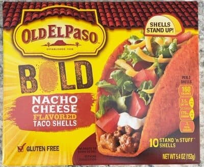 Bold Nacho Cheese Flavored Stand 'N Stuff Taco Shells