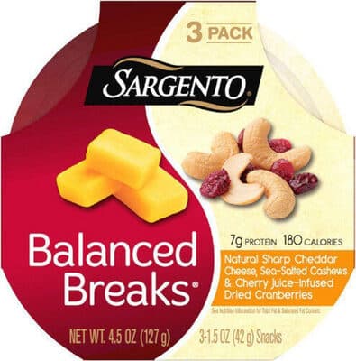 Sharp Cheddar Natural Cheese, Sea-Salted Cashews & Cherry Juice-Infused Dried Cranberries Snacks