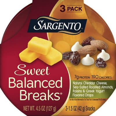 Natural Cheddar Cheese, Sea-Salted Roasted Almonds, Raisins & Greek Yogurt Flavored Drops Snacks