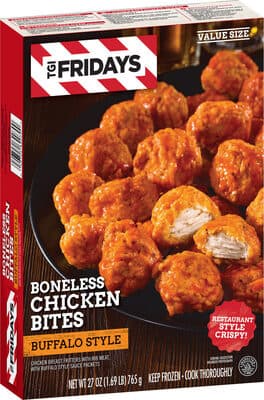 Buffalo Style Boneless Chicken Bites Chicken Breast Fritters With Rib Meat, With Buffalo Style Sauce Packets