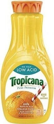 100% Orange Reduced Acid No Pulp Juice With Calcium & Vitamin A & C