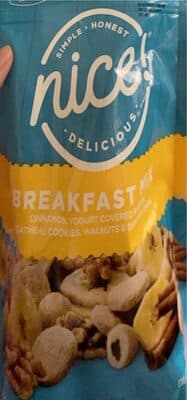 Breakfast Mix Cinnamon Yogurt Covered Raisins, Oatmeal Cookies, Walnuts & Banana Chips