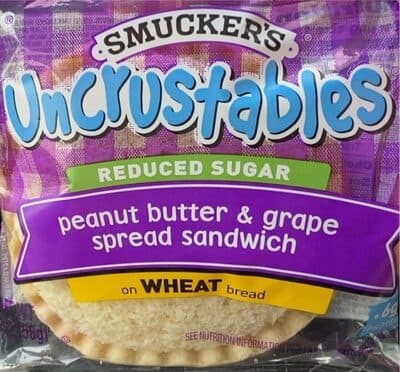 Peanut Butter & Grape Spread Sandwich on Whole Wheat Bread