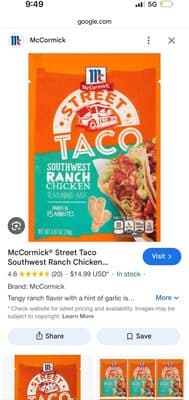 Southwest Ranch Chicken Street Taco Seasoning Mix
