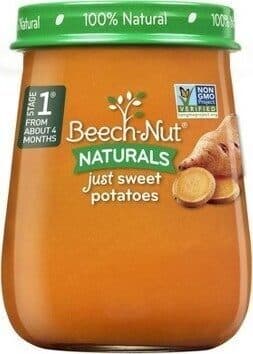 Beech nut pureed baby food sweet potato