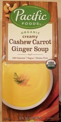Organic Creamy Cashew Carrot Ginger Soup