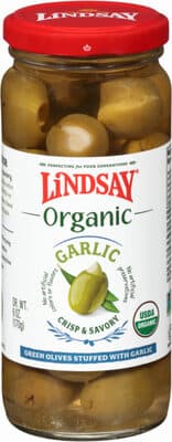 Organic Green Olives Stuffed With Garlic