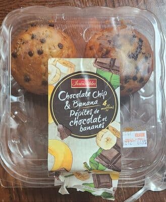 Muffins ppites de chocolat et bananes