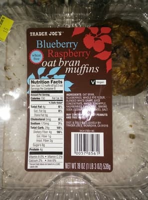 Blueberry Raspberry Oat Bran Muffins