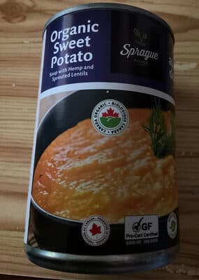 Organic Sweet Potato Soup with Hemp and Sprouted Lentils