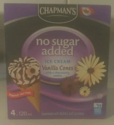 No Sugar Added Vanilla Ice Cream Cones with a Chocolatey Centre