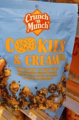 Cookies & Cream Flavored Popcorn Clusters White Chocolate Glazed Popcorn With Chocolate Cookie Crumbles & Dutch Cocoa Cookies