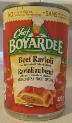Beef Ravioli in Pasta Sauce En Salsa De Tomate