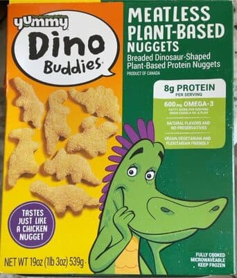 Breaded Dinosaur-Shaped Meatless Plant-Based Protein Nuggets