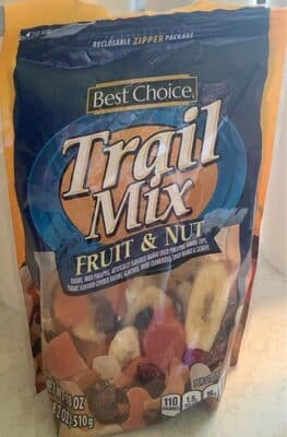Fruit & Nut Raisins, Dried Pineapple, Artificially Flavored Mango, Banana Chips, Yogurt Flavored Covered Raisins, Almonds, Dried Cranberries, Dried Mango & Cashews Trail Mix