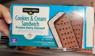 Cookies & Cream Flavored Frozen Dairy Dessert Sandwich