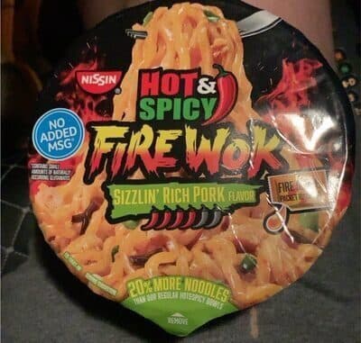 Sizzlin' Rich Pork Flavor Hot & Spicy Fire Wok Stir Fry Asian Noodles in Sauce