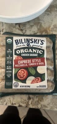 Bilinski's Organic Tomato, Basil & Mozzarella Chicken Sausage