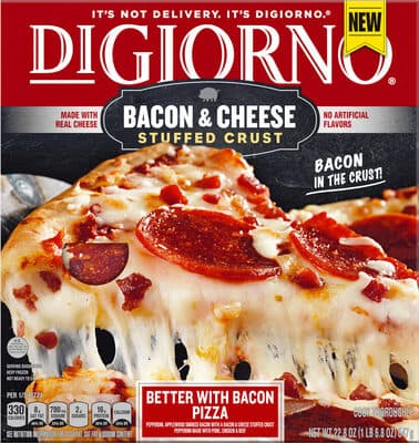 Better With Bacon Pepperoni, Applewood Smoked Bacon With A Bacon & Cheese Stuffed Crust Pizza