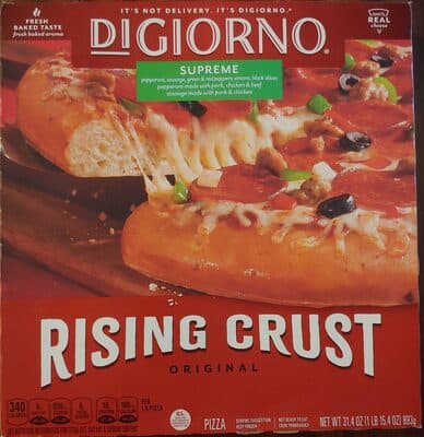 Supreme Pepperoni, Sausage, Green & Red Peppers, Onions, Black Olives Original Rising Crust Pizza