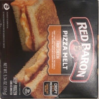Four Cheese Crispy Toast Topped with Pizza Sauce, Mozzarella, Yellow Cheddar, Provolone & Parmesan Cheeses Pizza Melt