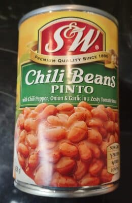 Pinto Chili Beans with Chili Pepper, Onion & Garlic in a Zesty Tomato Sauce