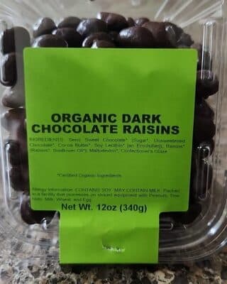 Organic Dark Chocolate Raisins