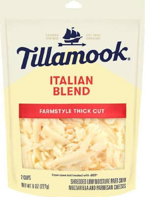 Italian Blend Farmstyle Thick Cut Shredded Low Moisture Part-Skim Mozzarella And Parmesan Cheeses