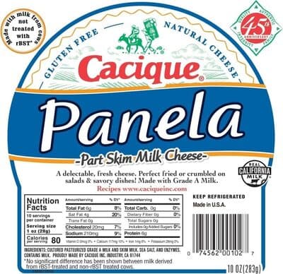 Panela Part Skim Milk Natural Cheese