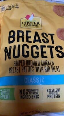 Breast Nuggets Shaped Breaded Chicken Breast Patties With Rib Meat