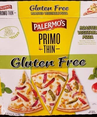 Roasted Vegetable Red, Green & Yellow Peppers, Red Onions, Mozzarella, Parmesan, Romano Cheeses, Marinara Sauce Gluten Free Primo Thin Pizza