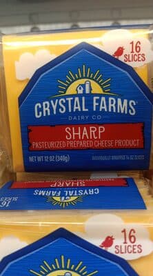 CRYSTAL FARMS, SHARP CHEDDAR SINGLES
