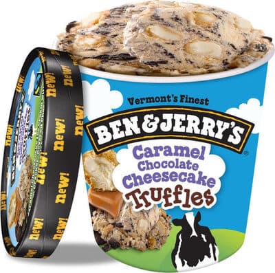 Caramel Chocolate Cheesecake Ice Cream With Cheesecake Pieces & Chocolate Cookie Swirls