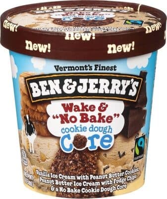 Wake & No Bake Cookie Dough Core Vanilla Ice Cream With Peanut Butter Cookies, Peanut Butter Ice Cream With Fudge Chips & A No Bake Cookie Dough Core