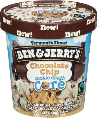 Chocolate Chip Cookie Dough Core Cookie Milk Ice Cream With Fudge Chips