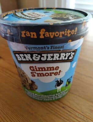 Gimme S'more! Toasted Marshmallow Ice Cream With Chocolate Cookie Swirls, Graham Cracker Swirls & Fudge Flakes
