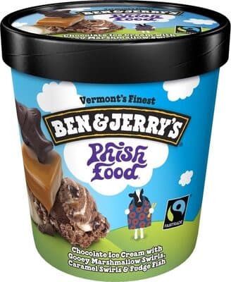 Phish Food Chocolate Ice Cream With Gooey Marshmallow Swirls, Caramel Swirls & Fudge Fish
