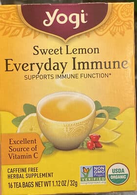 Yogi Caffeine Free Everyday Immune Sweet Lemon Herbal Supplement Tea Bags