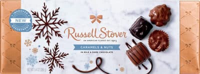 CARAMELS & NUTS IN MILK & DARK CHOCOLATE, MILK CHOCOLATE CARAMEL, MILK CHOCOLATE PEANUT CLUSTER, MILK CHOCOLATE PECAN DELIGHT, DARK CHOCOLATE ALMONDS, DARK CHOCOLATE NUT CARAMEL, MILK CHOCOLATE TOFFEE
